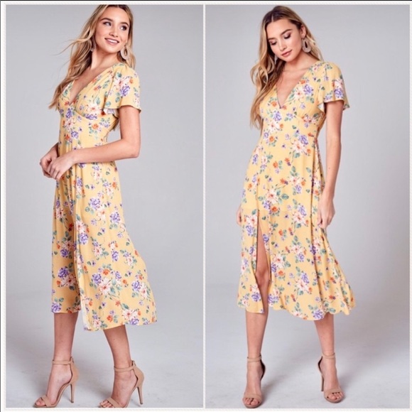LAST 1️⃣ 🌻YELLOW/MUSTARD FLORAL MIDI DRESS🌻 - Picture 5 of 7
